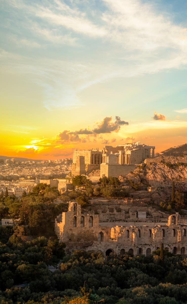 Acropolis of Athens at sunset