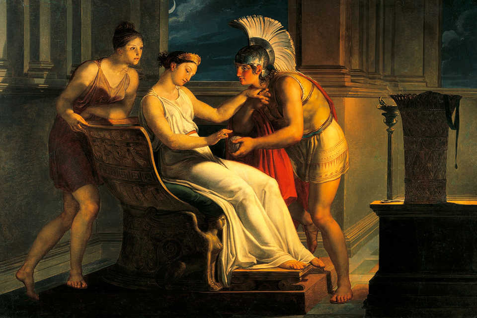 Ariadne giving some thread to Theseus to leave labyrinth. Pelagio Palagi